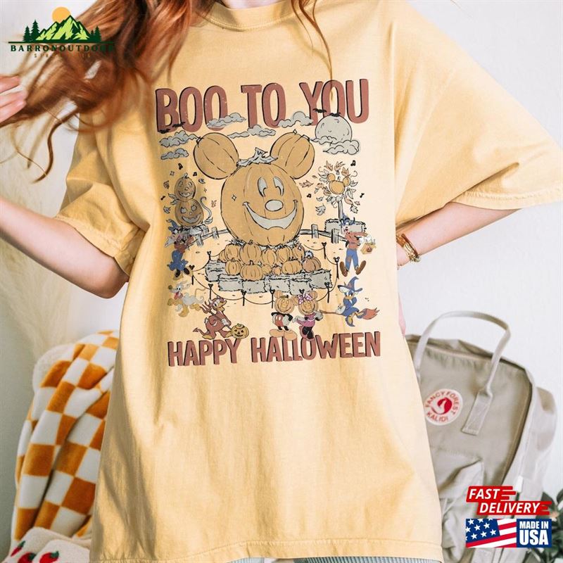Vintage Mickey And Friends Halloween Comfort Colors Shirt Boo To You Happy Unisex Sweatshirt