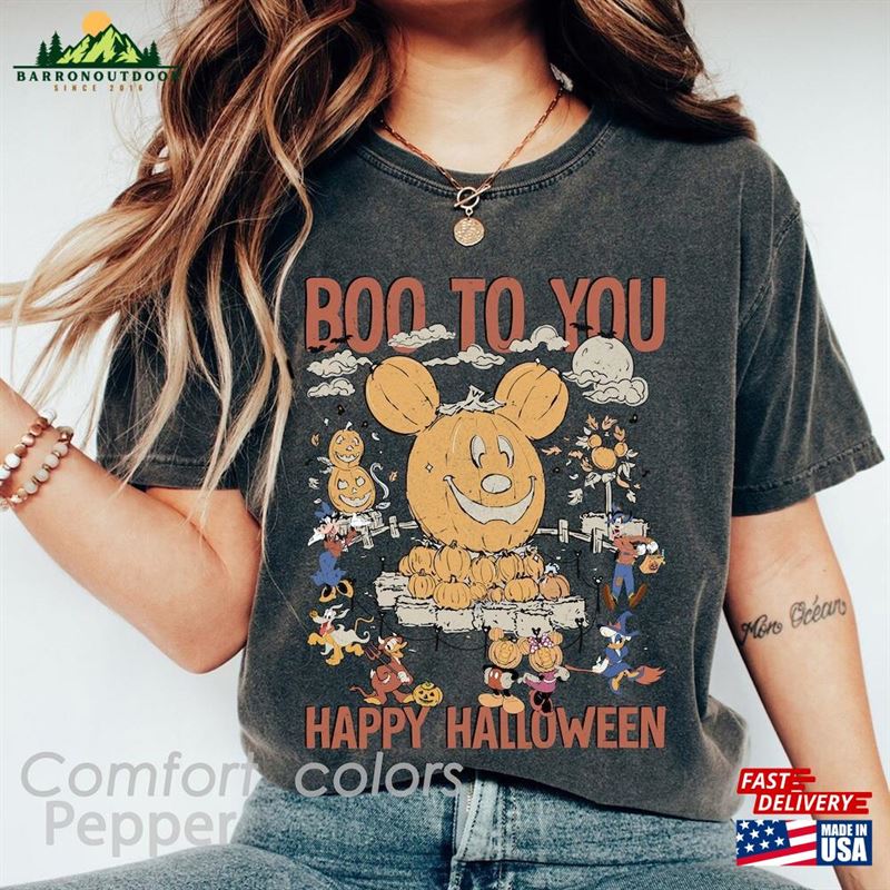 Vintage Mickey And Friends Halloween Comfort Colors Shirt Boo To You Happy Unisex Sweatshirt