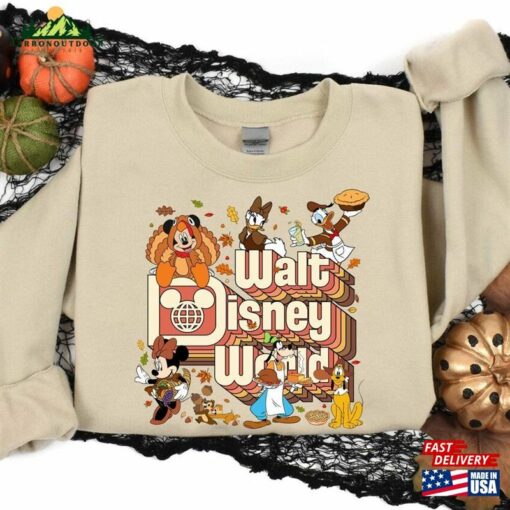 Vintage Mickey And Friends Thanksgiving T-Shirt Walt Disney World Fall T-Shirts Matching Family Hoodie Classic