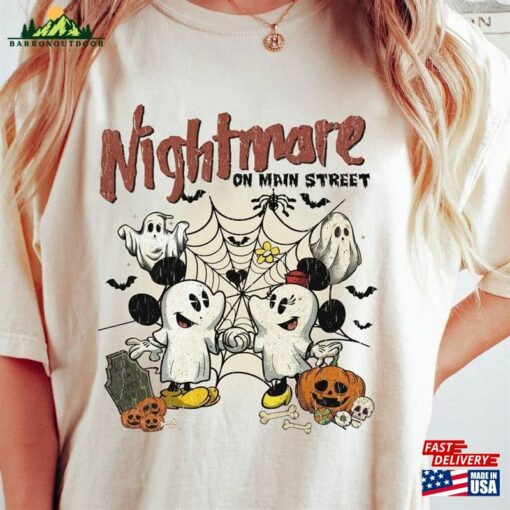 Vintage Mickey Minnie Ghost Halloween Shirt Nightmare On The Main Street Disney Sweatshirt Hoodie