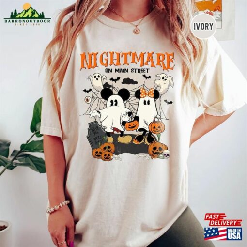 Vintage Mickey Minnie Halloween Shirt Nightmare On The Main Street Disney Hoodie T-Shirt