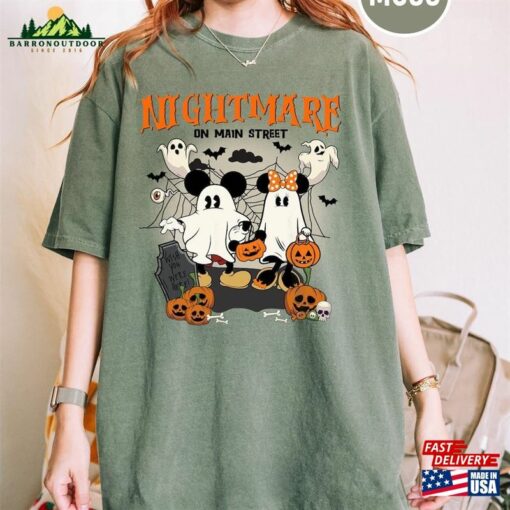 Vintage Mickey Minnie Halloween Shirt Nightmare On The Main Street Disney Hoodie T-Shirt