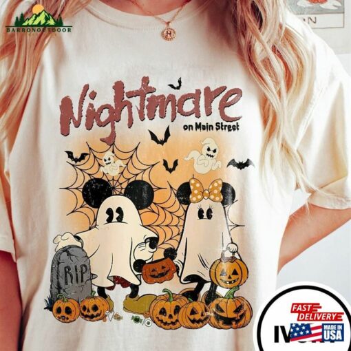 Vintage Mickey Minnie Halloween Shirt Nightmare On The Main Street Disney Hoodie Unisex