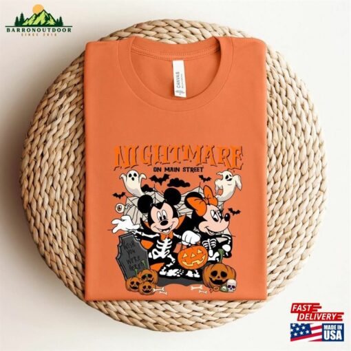 Vintage Mickey Minnie Halloween Shirt Nightmare On The Main Street Disney Unisex Sweatshirt