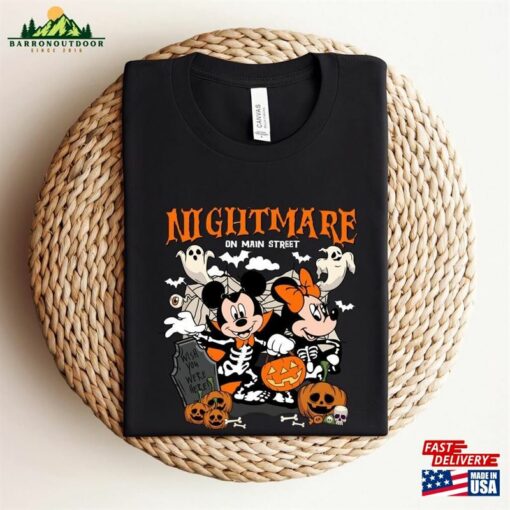 Vintage Mickey Minnie Halloween Shirt Nightmare On The Main Street Disney Unisex Sweatshirt