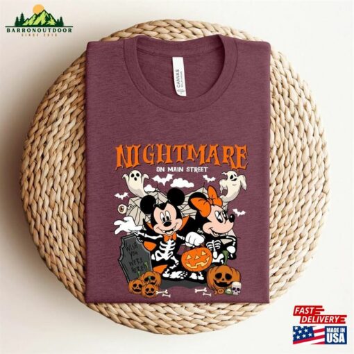 Vintage Mickey Minnie Halloween Shirt Nightmare On The Main Street Disney Unisex Sweatshirt