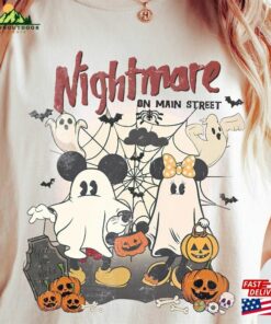 Vintage Mickey Minnie Halloween Sweatshirt Nightmare On The Main Street Gift T-Shirt Ghost Pumpkin Unisex
