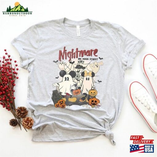 Vintage Mickey Minnie Halloween Sweatshirt Nightmare On The Main Street Gift T-Shirt Ghost Pumpkin Unisex