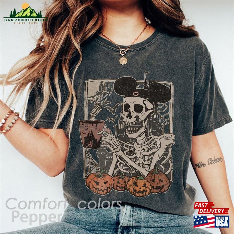 Vintage Mickey Skeleton Coffee Shirt Disney Comfort Colors Halloween Unisex Classic Vintage Mickey Skeleton Coffee Shirt Disney Comfort Colors Halloween Unisex Classic