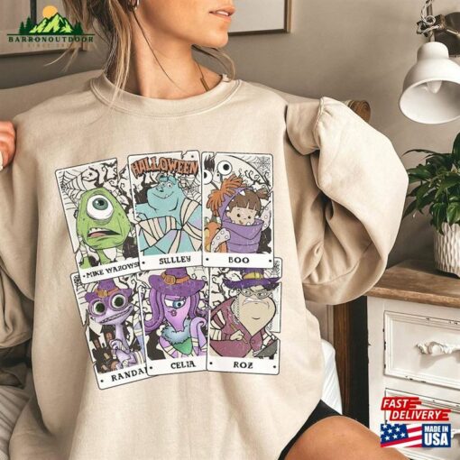 Vintage Monster Inc Halloween Tarot Card Shirt Mickey’s Not So Scary Party 2023 Mike And Sulley Skeleton Mummy Sweatshirt Classic