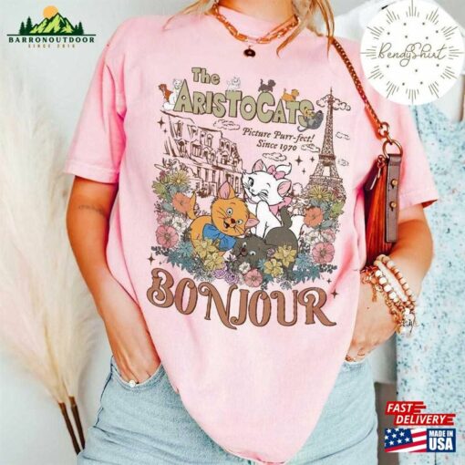 Vintage Retro Disney The Aristocats Bonjour Shirt Cat Lovers Gift Marie Toulouse Berlioz T-Shirt Classic