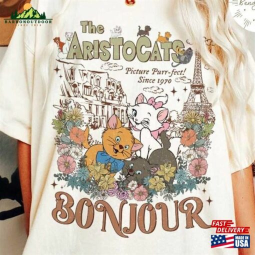 Vintage Retro Disney The Aristocats Bonjour Shirt Cat Lovers Gift Marie Toulouse Berlioz T-Shirt Classic