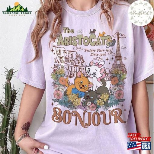 Vintage Retro Disney The Aristocats Bonjour Shirt Cat Lovers Gift Marie Toulouse Berlioz T-Shirt Classic