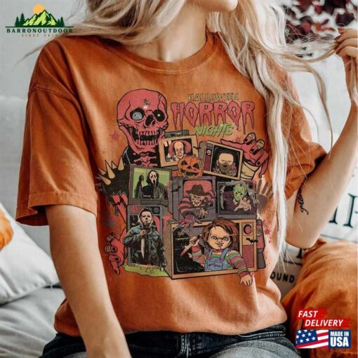 Vintage Retro Halloween Horror Nights Shirt Characters Movie T-Shirt Hoodie