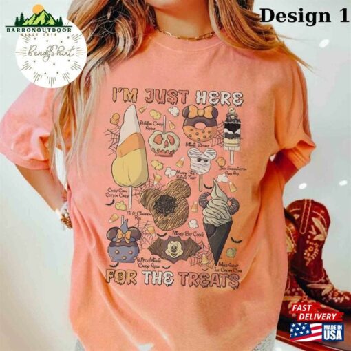 Vintage Retro I’m Just Here For The Treats Shirt Disney Snacks Halloween Hoodie Unisex