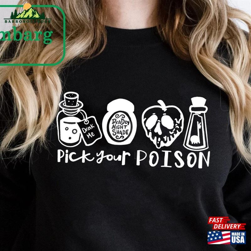 Vintage Retro Pick Your Poison Disney Halloween Comfort Colors Shirt Disneyland Villain T-Shirt Sweatshirt Vintage Retro Pick Your Poison Disney Halloween Comfort Colors Shirt Disneyland Villain T-Shirt Sweatshirt