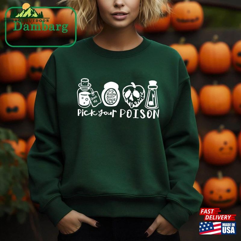 Vintage Retro Pick Your Poison Disney Halloween Comfort Colors Shirt Disneyland Villain T-Shirt Sweatshirt Vintage Retro Pick Your Poison Disney Halloween Comfort Colors Shirt Disneyland Villain T-Shirt Sweatshirt