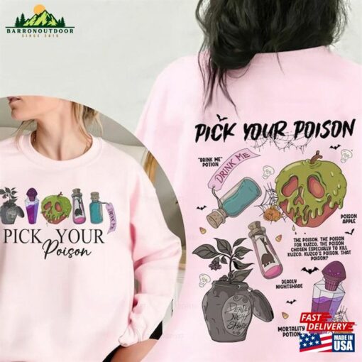 Vintage Retro Pick Your Poison Disney Halloween Shirt Disneyland Villain Villains Hoodie Unisex