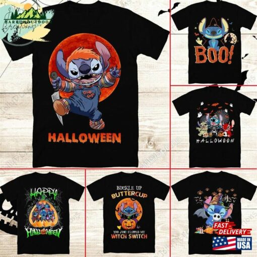 Vintage Stitch Halloween Shirt Nightmare On The Main Street Disney Classic Unisex