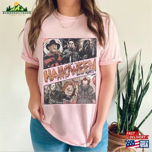 Vintage Universal Studios Halloween Horror Nights Shirt Retro Characters Group Scary Movie Costume Sweatshirt T-Shirt