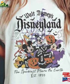 Vintage Walt Disney’s Disneyland Halloween Est 1955 The Spookiest Place On Earth Shirt Retro Mickey And Friends Classic Sweatshirt