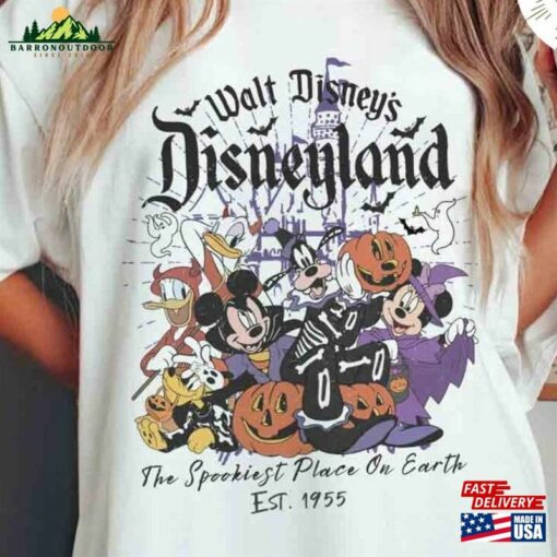 Vintage Walt Disney’s Disneyland Halloween Est 1955 The Spookiest Place On Earth Shirt Retro Mickey And Friends Classic Sweatshirt