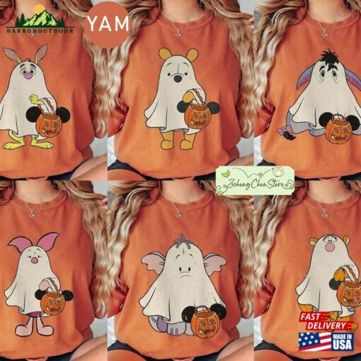 Vintage Winnie The Pooh Ghost Comfort Colors Shirt Halloween Piglet Tigger Eeyore Rabbit Unisex Classic