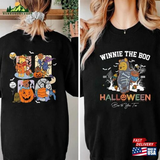 Vintage Winnie The Pooh Halloween Shirts And Friends Disneyland Pumpkin Unisex Sweatshirt