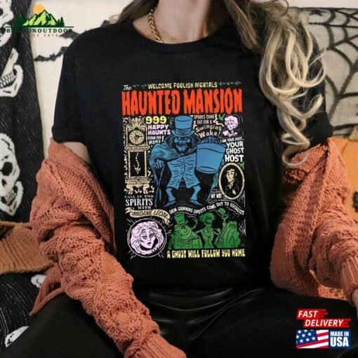Welcome Foolish Morrtals Hatbox Ghost The Haunted Mansion Shirt Stretching Room Tee Unisex Classic