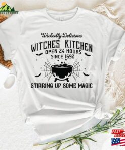 Wickedly Delicious Witches Kitchen Open 24 Hours Since 1692 Stirring Up Some Magic Shirt Funny Halloween Tee Hoodie Unisex 4