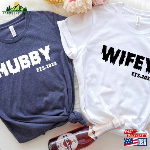 Wifey Est 2023 Hubby Halloween Shirt Unisex Sweatshirt