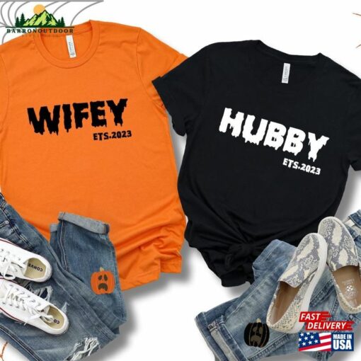 Wifey Est 2023 Hubby Halloween Shirt Unisex Sweatshirt