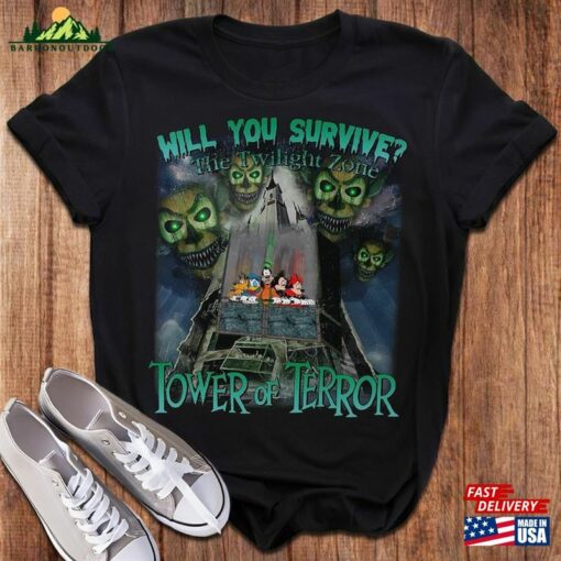 Will You Survive Horror Character Movie Shirt Tower Of Terror Ride Halloween Ghost Unisex Classic