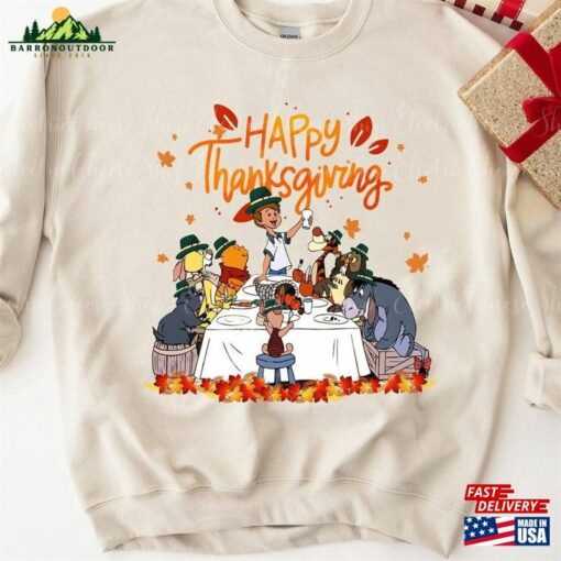 Winnie The Pooh Happy Thanksgiving Shirt Disney Tee Fall Vibes Hoodie Sweatshirt