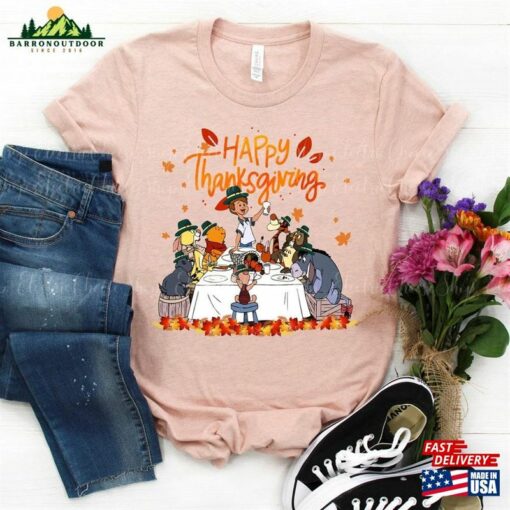 Winnie The Pooh Happy Thanksgiving Shirt Disney Tee Fall Vibes Hoodie Sweatshirt