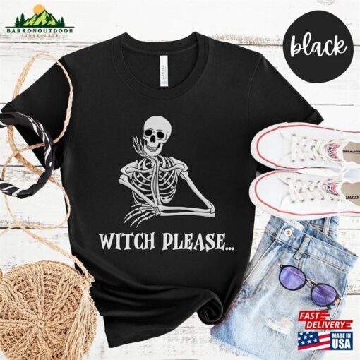 Witch Please Halloween Tee Funny Skeleton Shirt For College Students Sassy Puns Classic T-Shirt