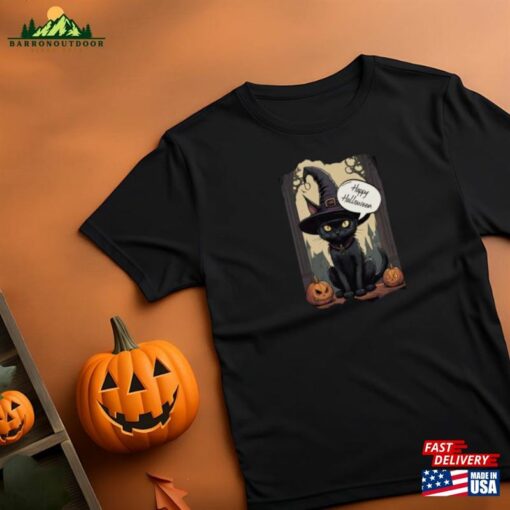 Witches Black Cat For Halloween 2023 Unisex Jersey Short Sleeve Tee T-Shirt Hoodie