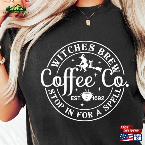 Witches Brew Sweatshirt Halloween Funny Coffee Co Crewneck T-Shirt Unisex