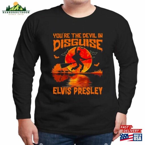 You’Re The Devil In Disguise Elvis Presley Halloween 2023 T-Shirt King Of Rock And Roll Unisex Vneck Hoodies Sweatshirt Hoodie