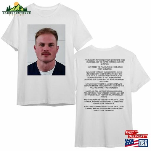 Zach Bryan Mugshot 2 Sided Printed T-Shirt Tour 2023 Gifts Sweatshirt