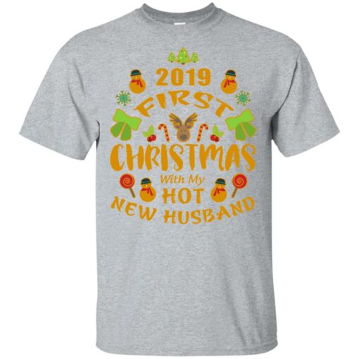 2019 First Christmas With my New Husband Shirt Sweatshirt Long Sleeve Hoodie Tank Mug