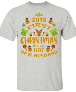 2019 First Christmas With my New Husband Shirt Sweatshirt Long Sleeve Hoodie Tank Mug