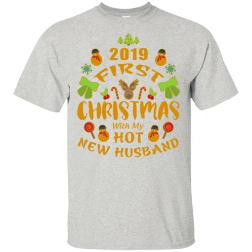 2019 First Christmas With my New Husband Shirt Sweatshirt Long Sleeve Hoodie Tank Mug