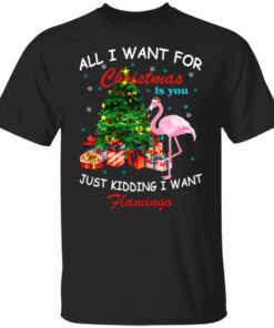 All I Want For Christmas Is You Just Kidding I Want Flamingo Shirt Sweatshirt Long Sleeve Hoodie Tank Mug