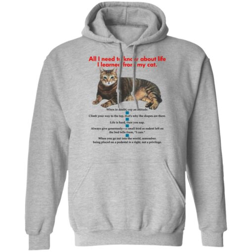 All i need to know about life I learned from my cat shirt Shirt Sweatshirt Long Sleeve Hoodie Tank Mug