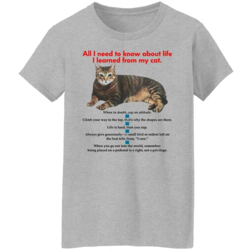 All i need to know about life I learned from my cat shirt Shirt Sweatshirt Long Sleeve Hoodie Tank Mug