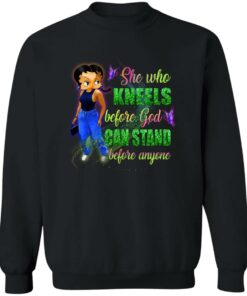 Betty Boop She Who Kneels Before God Can Stand Before Anyone Shirt 3