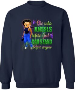 Betty Boop She Who Kneels Before God Can Stand Before Anyone Shirt 4