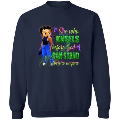 Betty Boop She Who Kneels Before God Can Stand Before Anyone Shirt