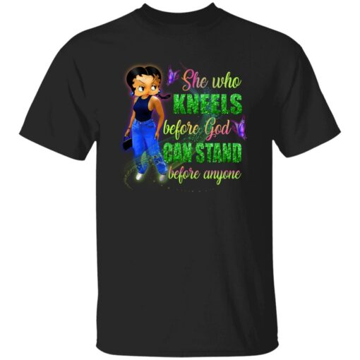 Betty Boop She Who Kneels Before God Can Stand Before Anyone Shirt